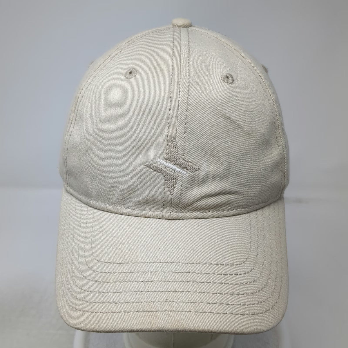 Harding Lane Tuckernuck Baseball Cap Beige One Size Cotton Slideback Hat Logo