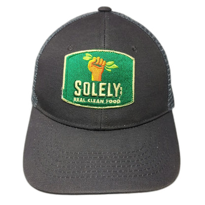 Gray Trucker Hat One Size Solely Real Clean Food Snapback Mesh Embroidered Logo