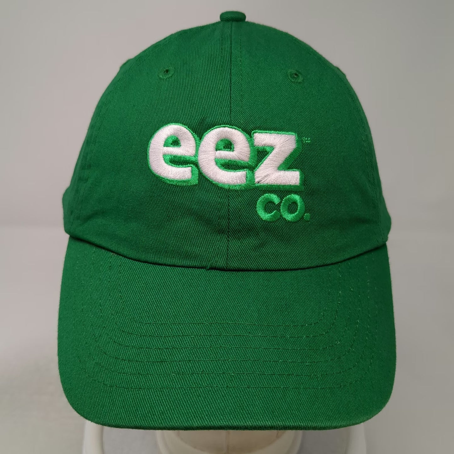 Baseball Cap Green White One Size eez CO Logo Slideback Cotton Hat Embroidered