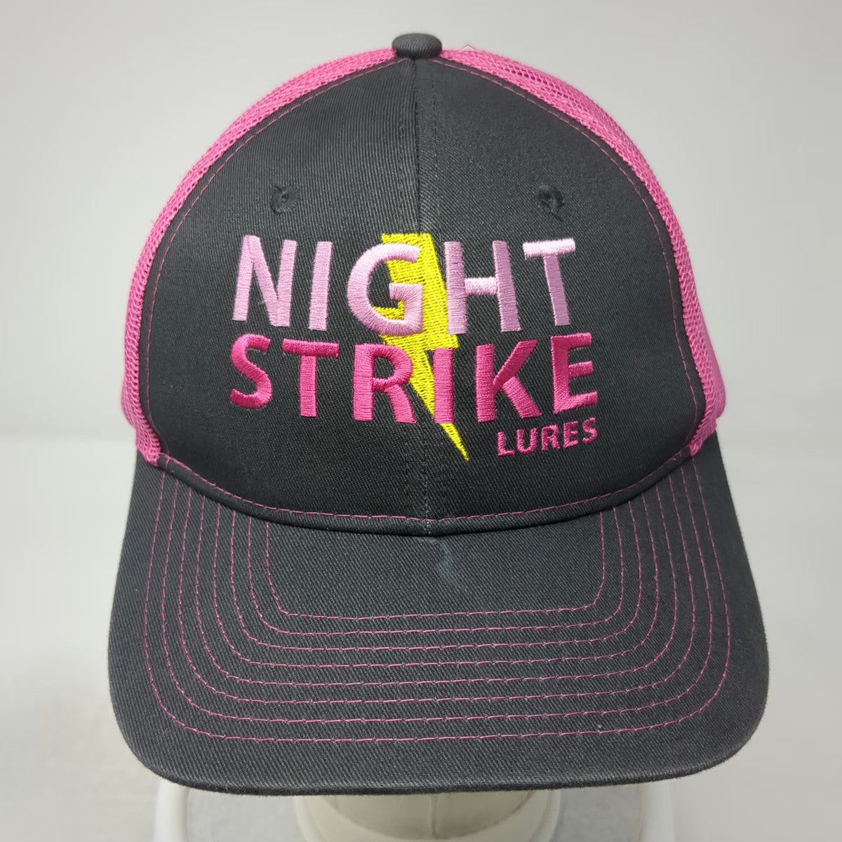Port Authority Trucker Hat Black Pink One Size Night Strike Lures Mesh Snapback