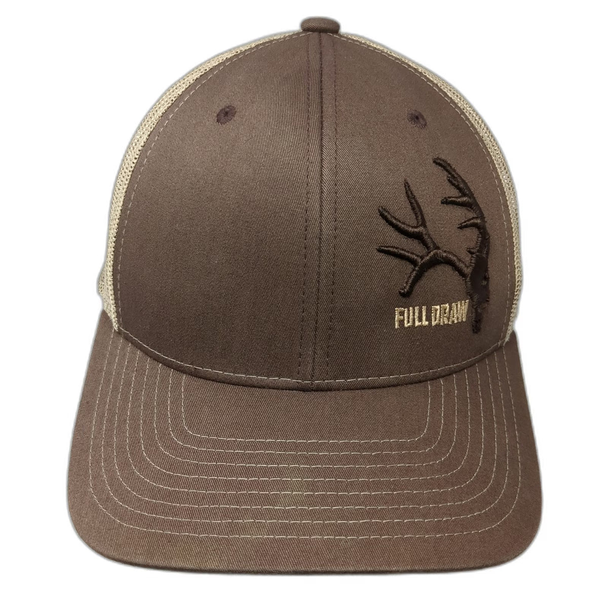 Richardson Trucker Hat Brown One Size Full Draw Deer Antler Mesh Snapback Hat