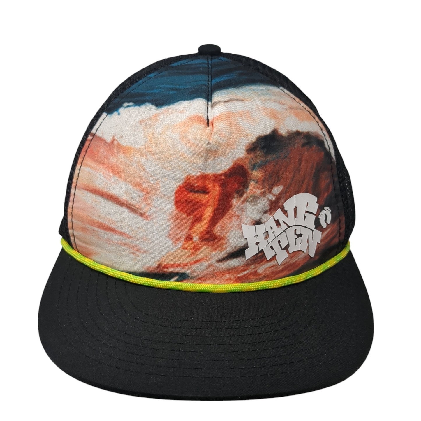 Hang Ten Snapback Rope Trucker Hat Black One Size Mesh Back Adjustable