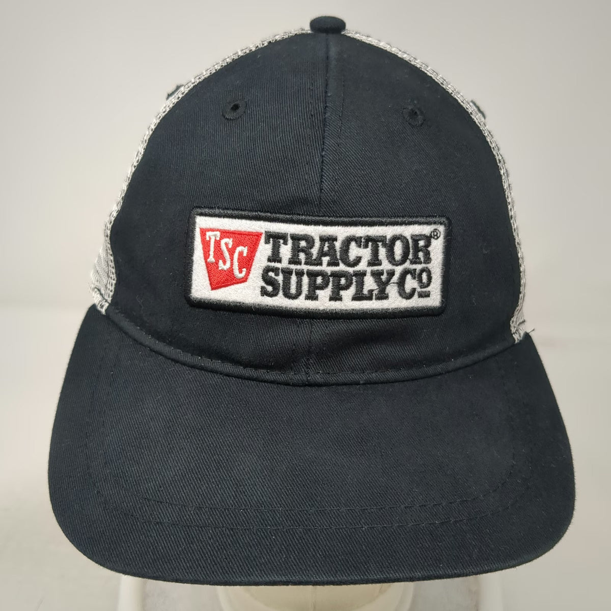 Tractor Supply Co Black Trucker Hat One Size Mesh Snapback TSC Logo Patch Farm