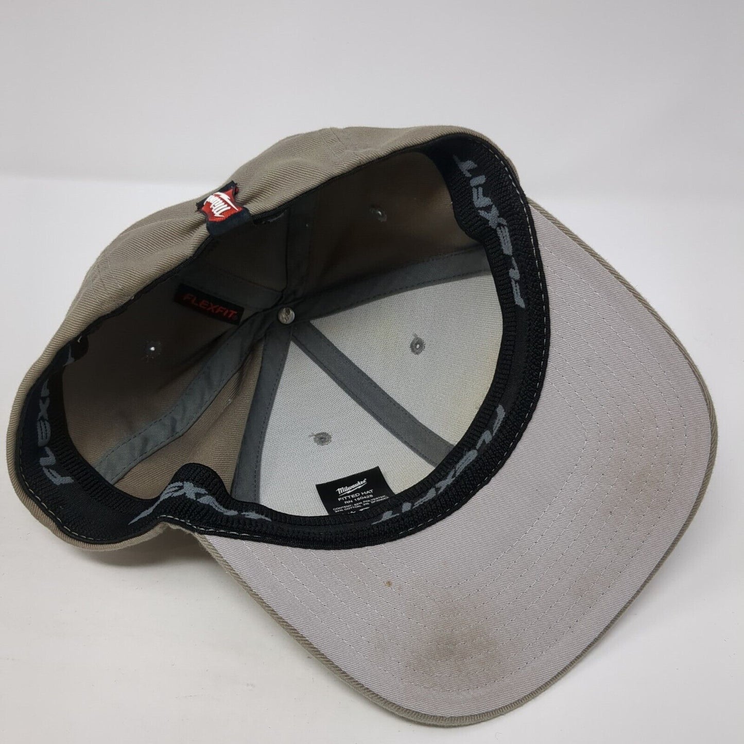 Milwaukee Fitted Hat Brown L/XL Flexfit Lightweight Vented Holes 6 Panel Yupoong