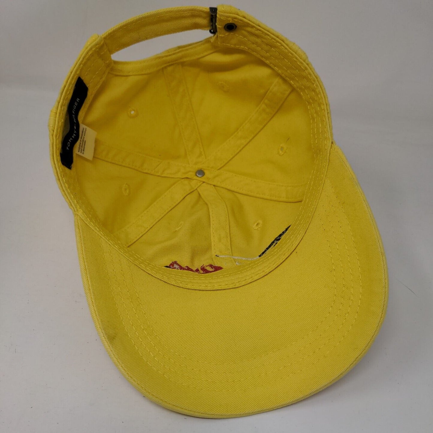 Tommy Hilfiger Slideback Hat Yellow One Size Adjustable Embroidered 6 Panel