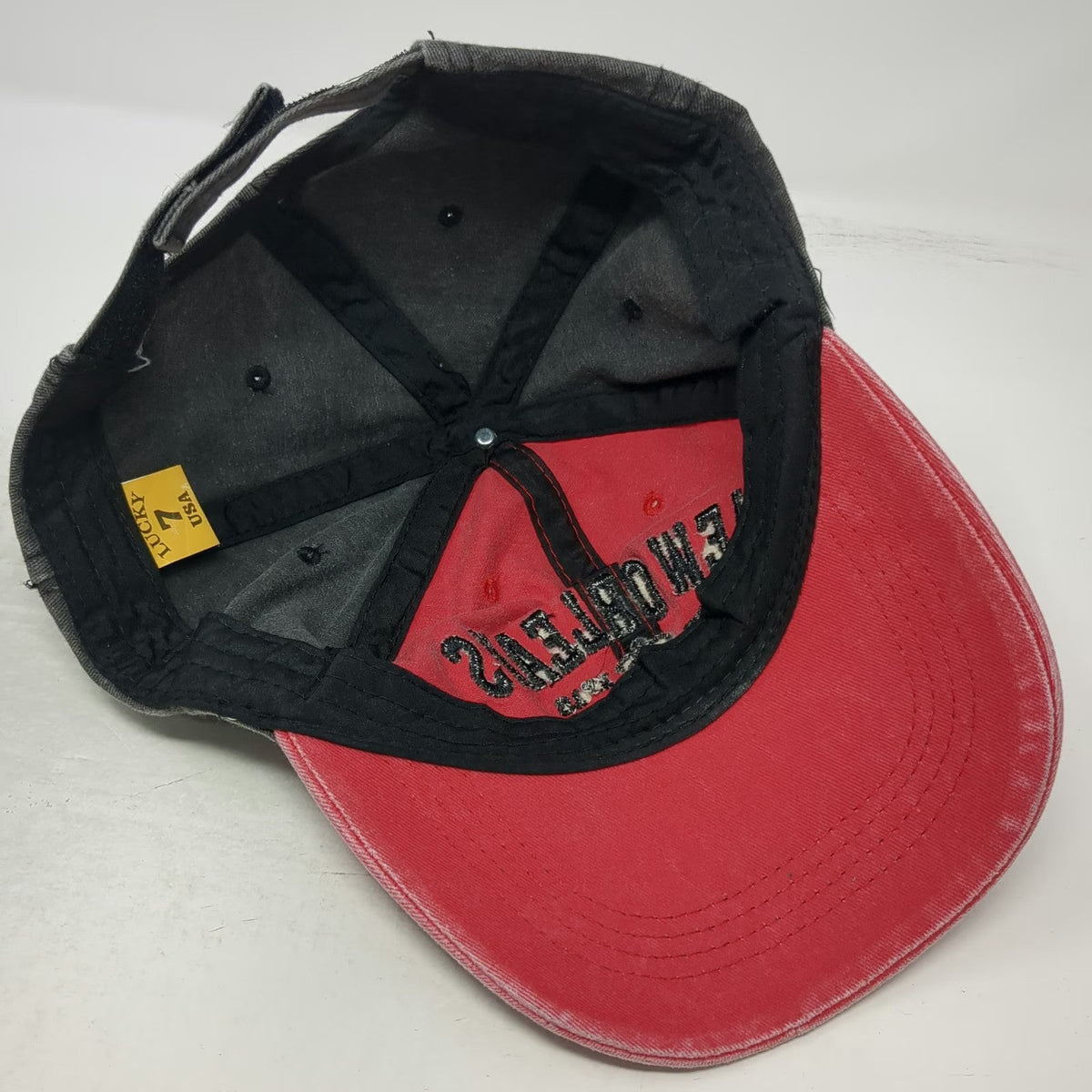 Lucky 7 Baseball Cap Red Black One Size New Orleans French Quarter Strapback Hat