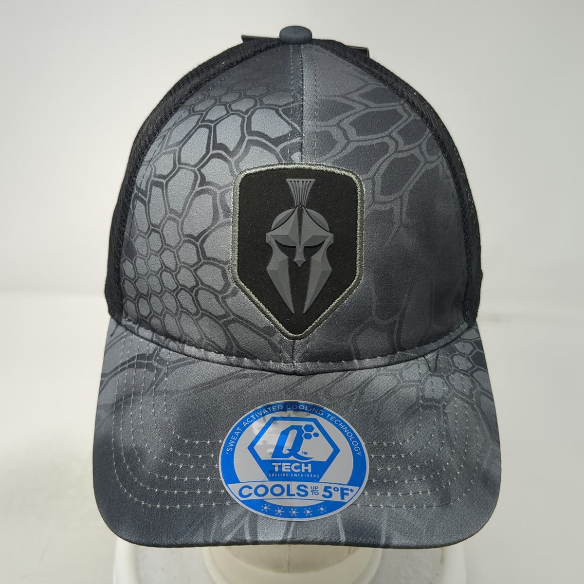 Kryptek Trucker Hat Gray OSFM Spartan Shield Typhon Camo Cooling Mesh Snapback