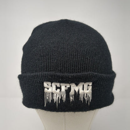 SCFMG Knit Beanie Hat Black One Size Embroidered Solid Outdoor Stretch