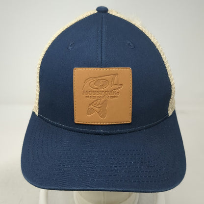 Mossy Oak Fishing Trucker Hat Blue One Size Snapback Mesh Logo Patch Bass Fish