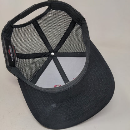 Pacific Headwear Men's Snapback Mesh Back Hat Black Embroidered ADU Outing Logo