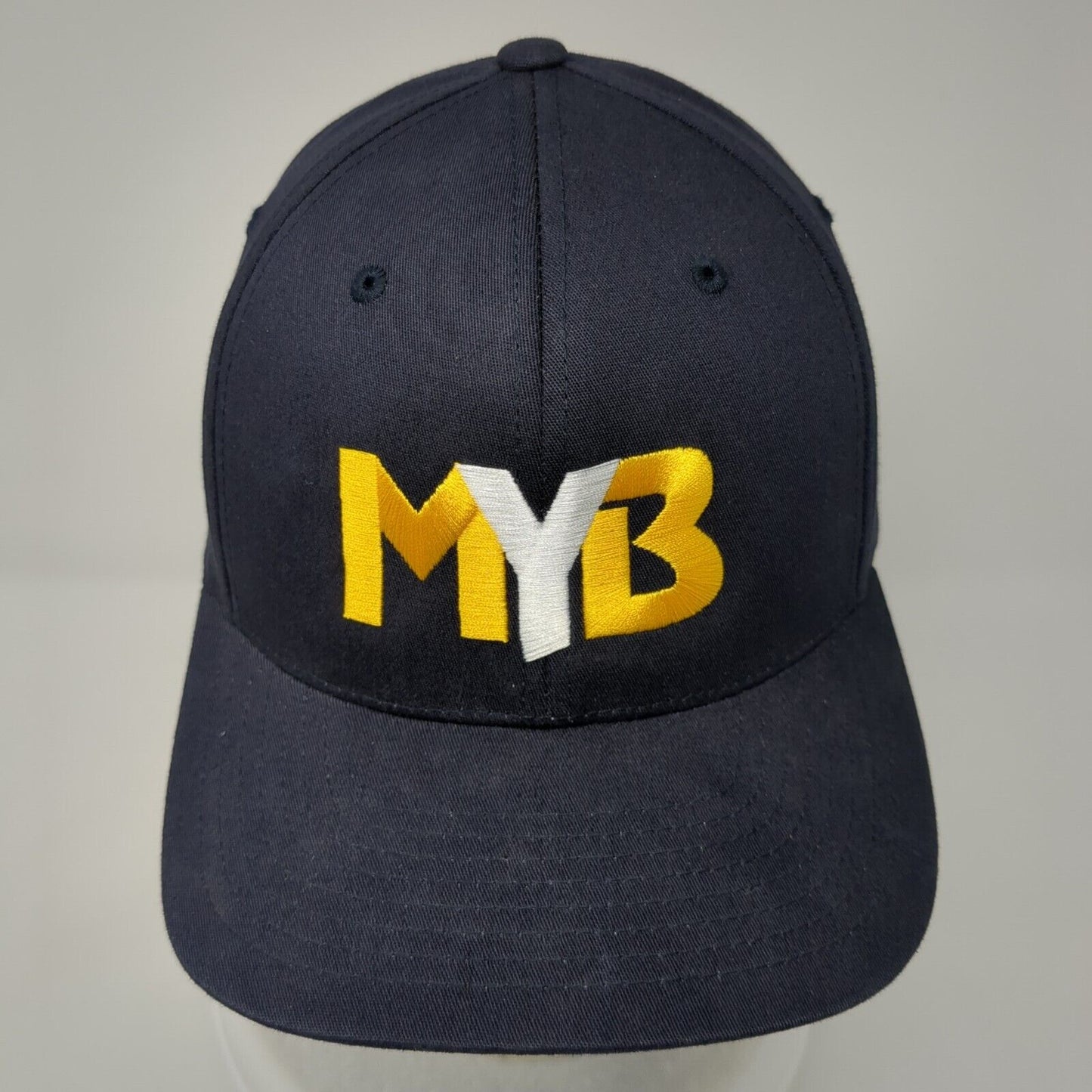 MYB Fitted Hat Blue 6 7/8-7 3/8 Flexfit Embroidered 6 Panel Pacific Headwear