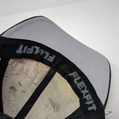 Crown Fitted Hat Black One Size Flexfit Breathable Embroidered 6 Panel Yupoong