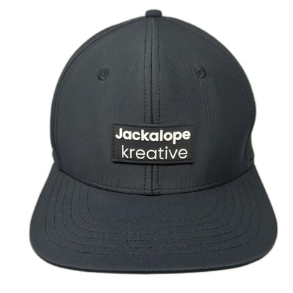 Jackalope Trucker Hat Black One Size Laser Perforated Mesh Snapback Rubber Patch