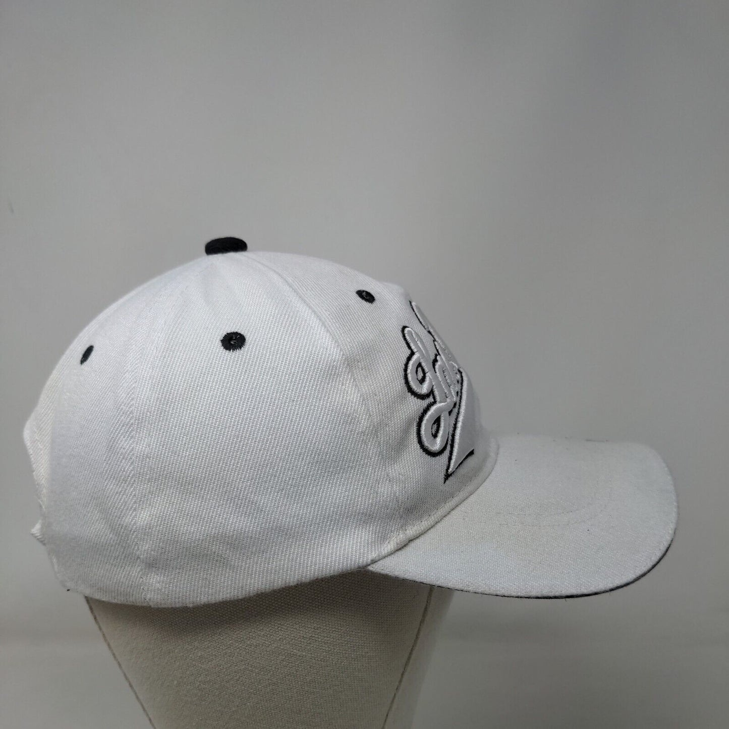 Las Vegas Strapback Hat White One Size Embroidered Vent Holes 6 Panel