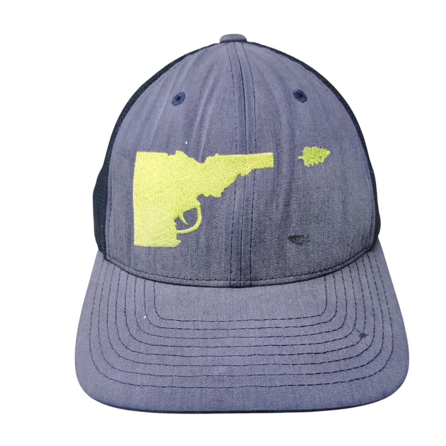 Idaho Tree Gun Fitted Trucker Hat Blue One Size Adjustable Flexfit Mesh Yupoong