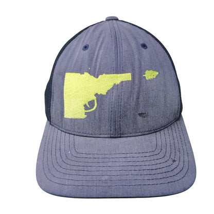 Idaho Tree Gun Fitted Trucker Hat Blue One Size Adjustable Flexfit Mesh Yupoong
