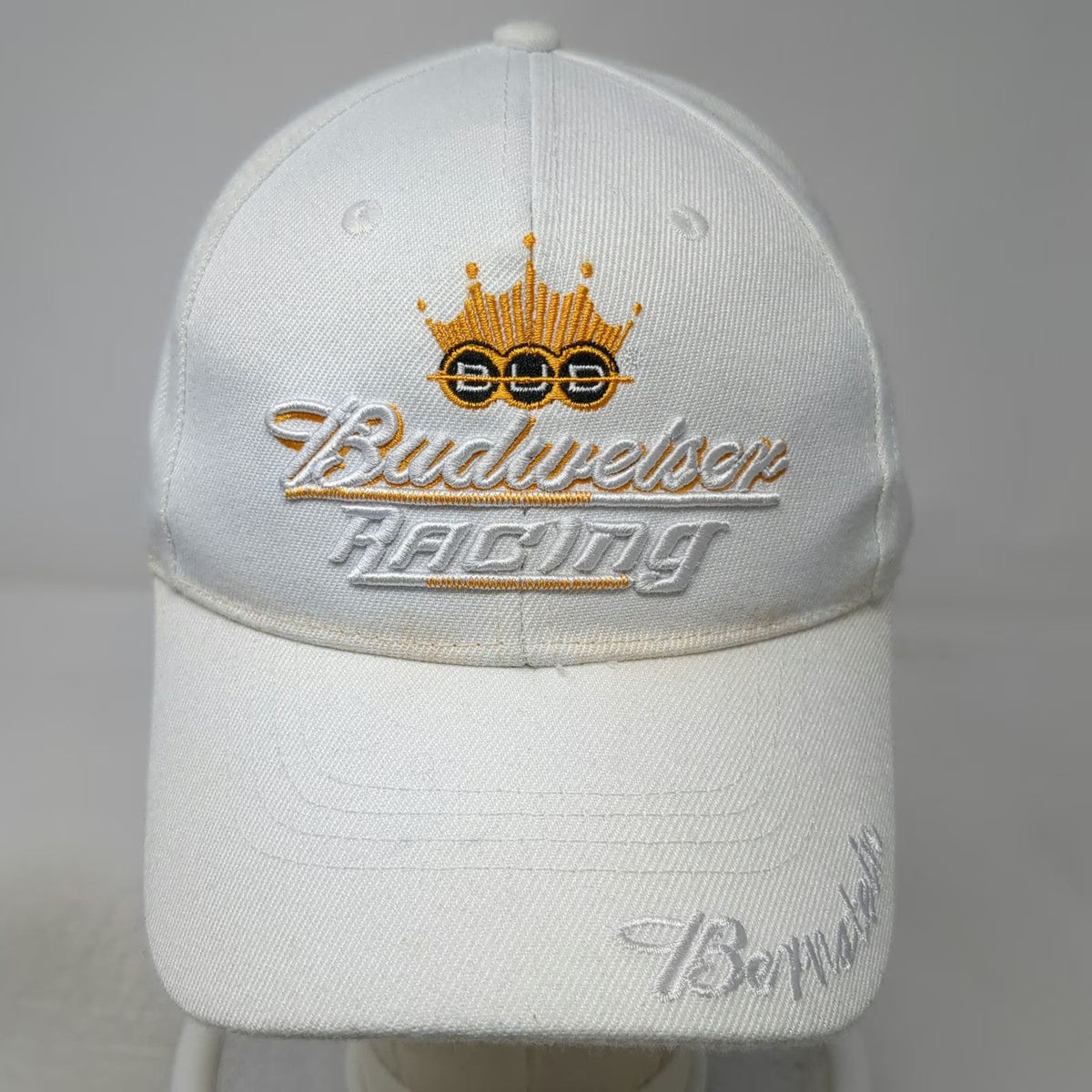 Budweiser Racing Baseball Cap White One Size Strapback Kenny Bernstein Crown Hat