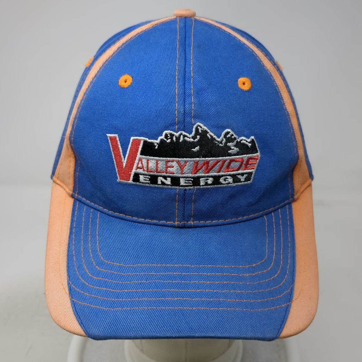 Buck's Bags Baseball Cap Blue Orange OSFM Valley Wide Energy Mountain Logo Hat