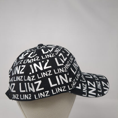 LINZ Strapback Baseball Cap Black One Size Adjustable 6 Panel Cotton