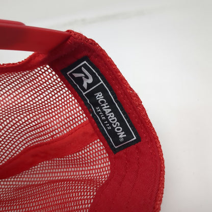 Richardson Trucker Hat Gray Red One Size Standard Electric Leather Patch Hat