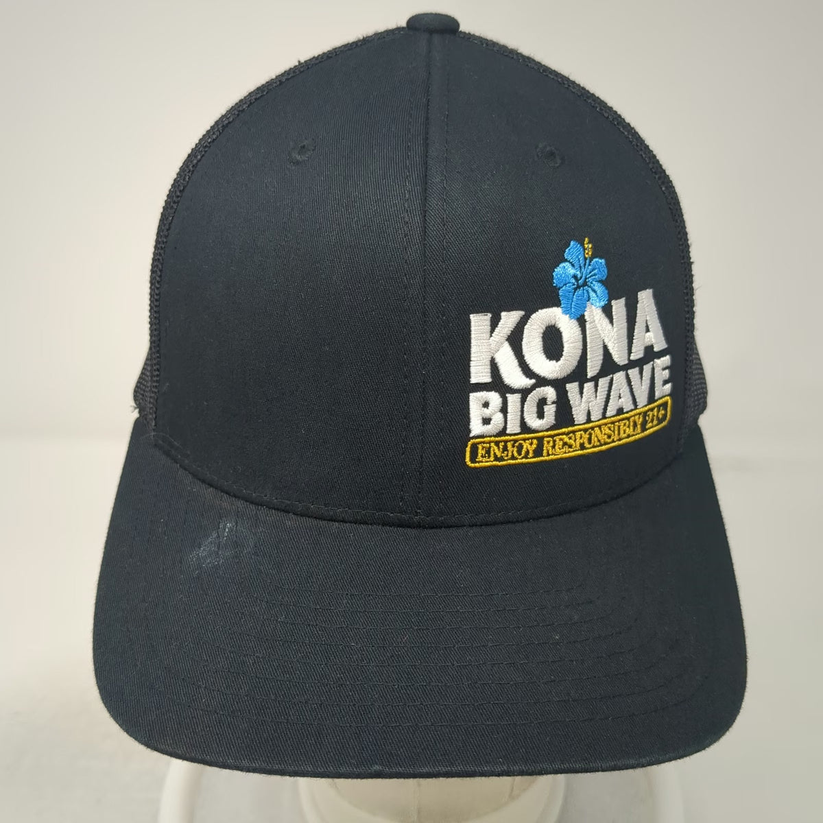 Yupoong Trucker Hat Black One Size Kona Big Wave Beer Mesh Back Snapback Logo