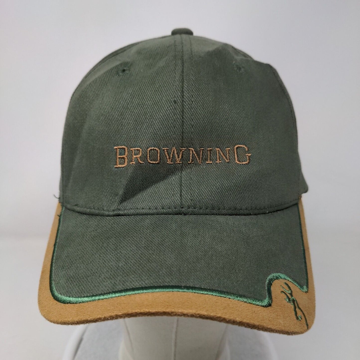 Browning Fitted Hat Green OSFA Embroidered Logo Vented Holes 6 Panel