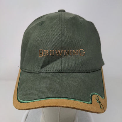 Browning Fitted Hat Green OSFA Embroidered Logo Vented Holes 6 Panel