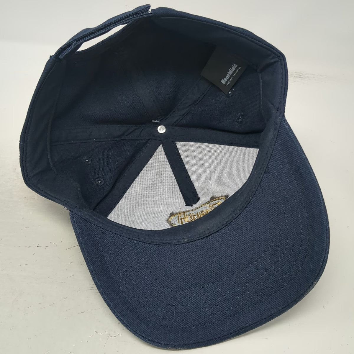 Beechfield 5 Panel Blue Hat One Size Strapback Geth Logo Patch Embroidered