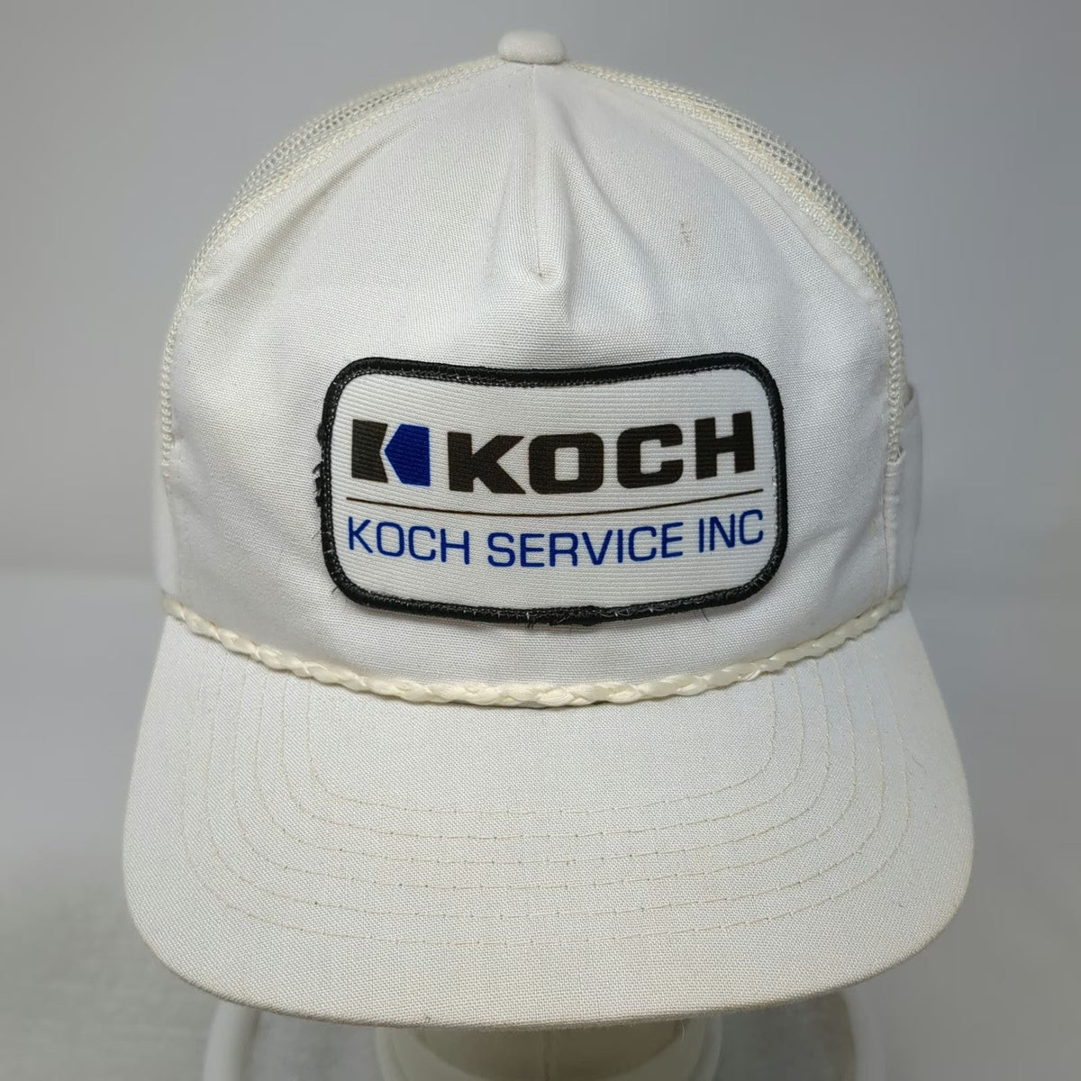 Young An 5 Panel White Hat One Size Koch Service Inc Mesh Back Snapback Rope