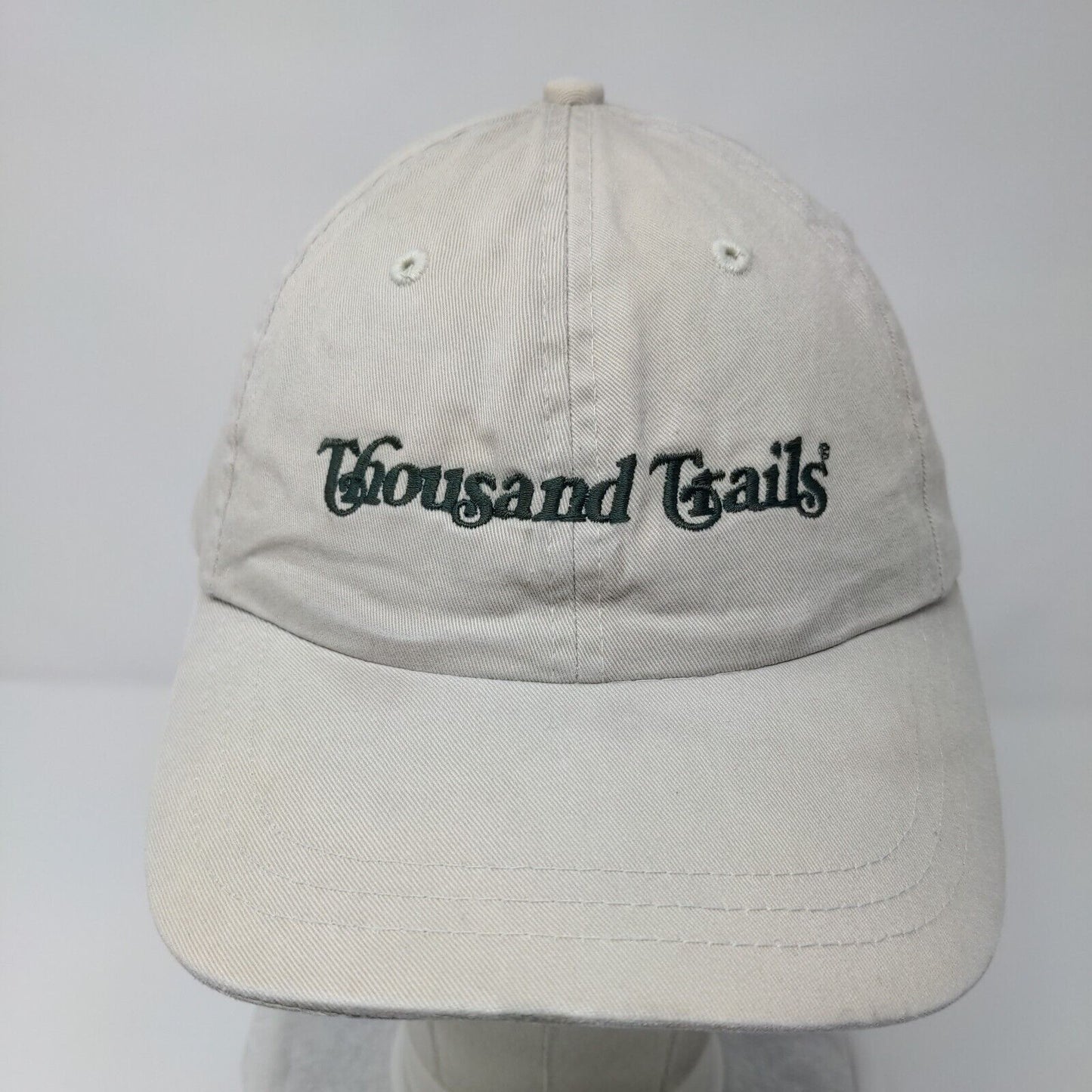 Thousand Trails Slideback Hat Tan OSFA Embroidered Leather Strap