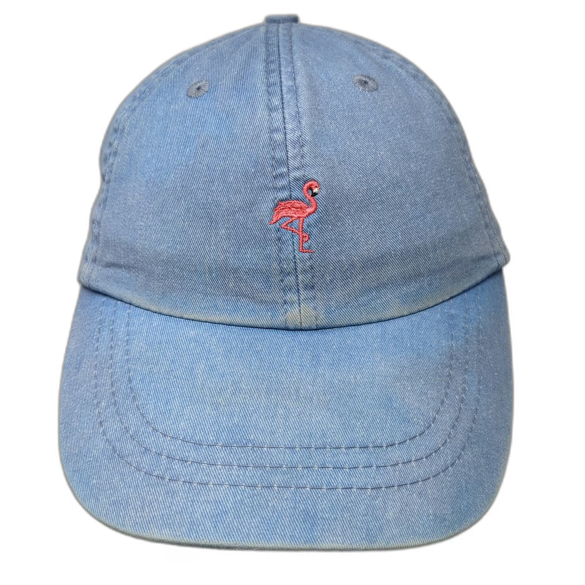 Belted Cow Company Baseball Cap Blue One Size Pink Flamingo Leather Strap Hat
