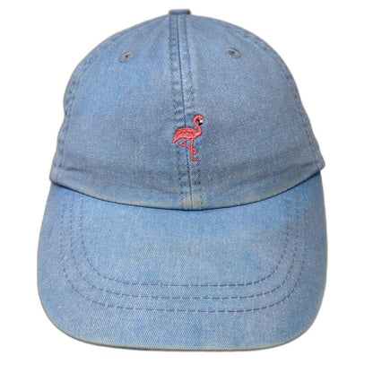 Belted Cow Company Baseball Cap Blue One Size Pink Flamingo Leather Strap Hat