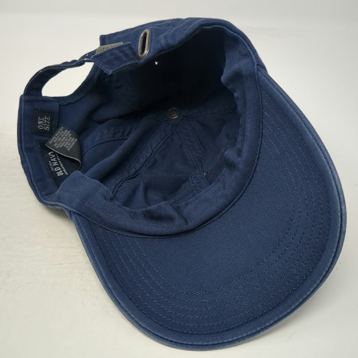 Old Navy Blue Baseball Cap One Size American Flag Patch Adjustable Strap Hat