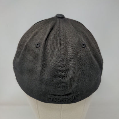 Hurley Fitted Hat Black L/XL Embroidered Vented Holes Flexfit Yupoong