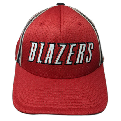 Reebok NBA Portland Trail Blazers Cap Red One Size Mesh Stripes Stretch Fit Hat