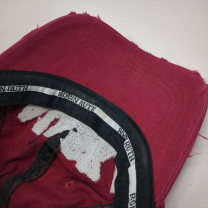 Robin Ruth Baseball Cap Red OSFM Alaska Floral Distressed Est 1959 Frayed Hat