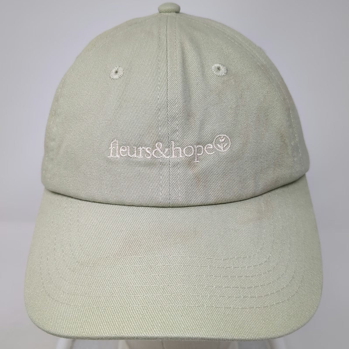 H&M Baseball Cap Green One Size Fleurs & Hope Embroidered Slideback Cotton Hat
