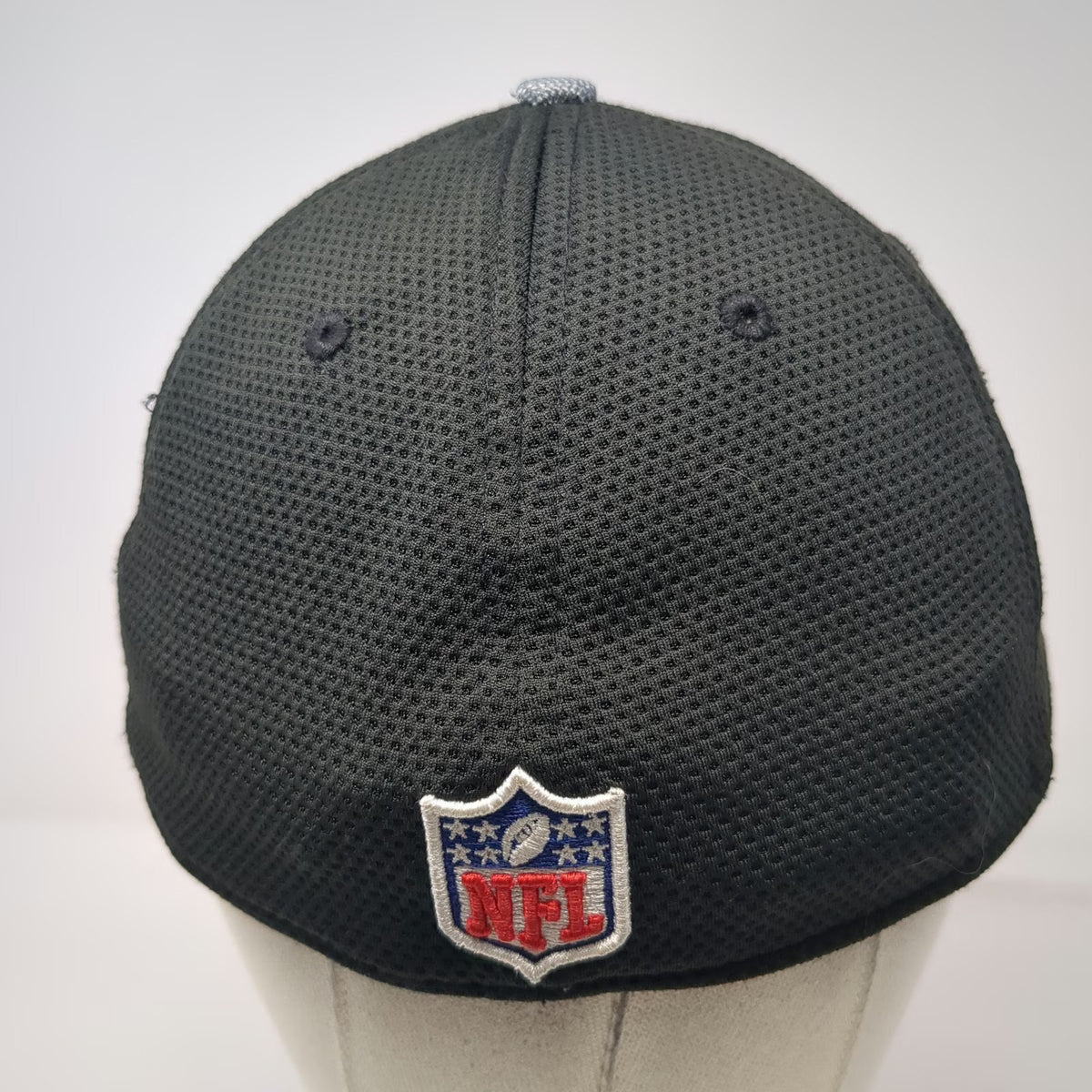 Las Vegas Raiders NFL New Era Black Gray L 39THIRTY Stretch Fit Curved Brim Hat