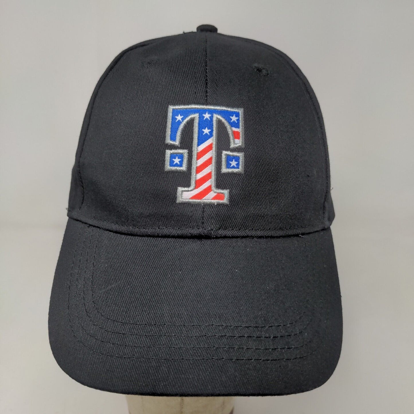 T Mobile Men's Strapback Hat Black Adjustable Embroidered Patriotic Logo