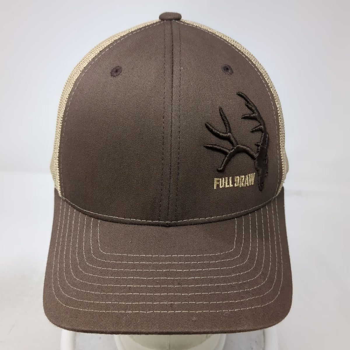 Richardson Trucker Hat Brown Beige One Size Full Draw Deer Antler Mesh Snapback