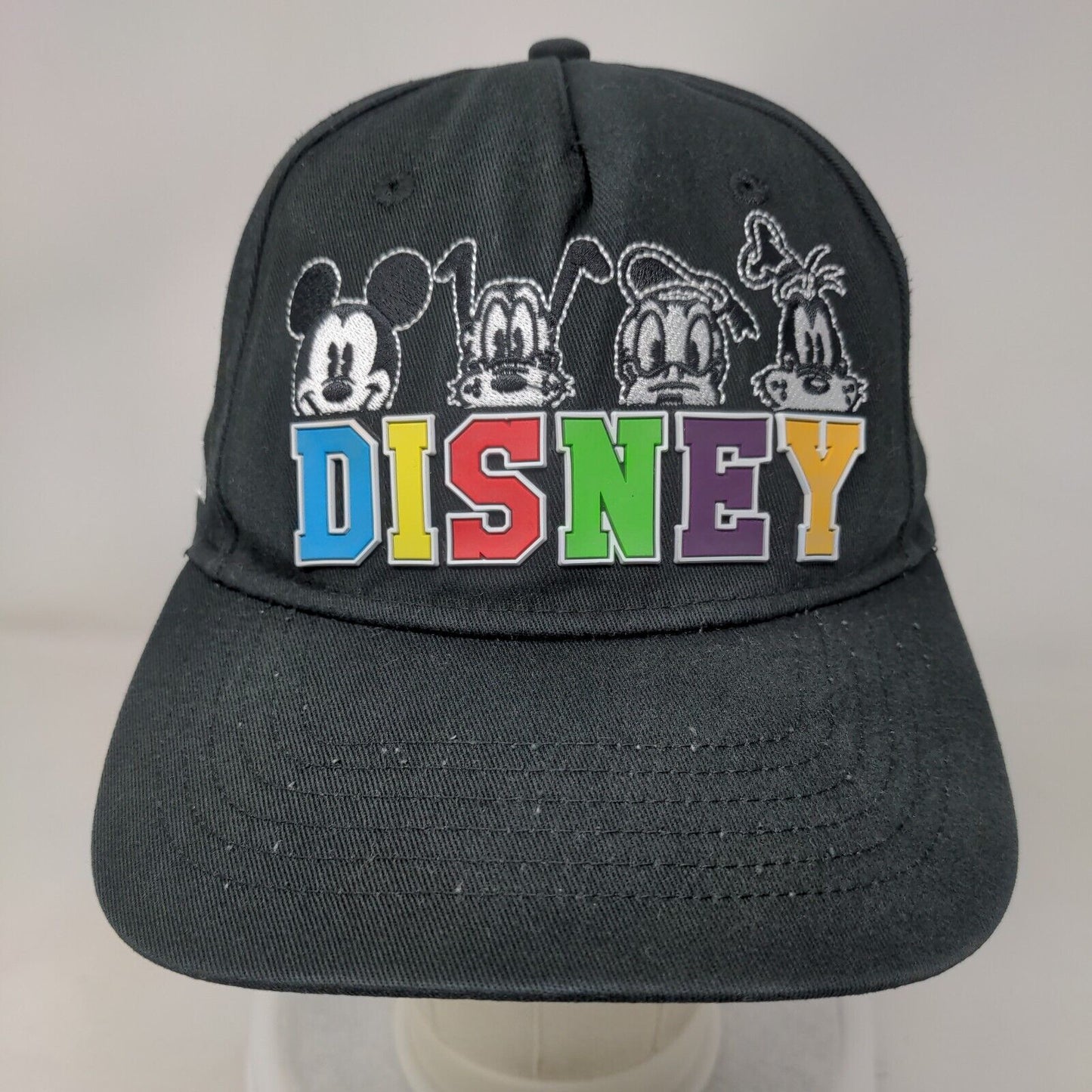 Disney Mickey And Friends Strapback Hat Black One Size Embroidered