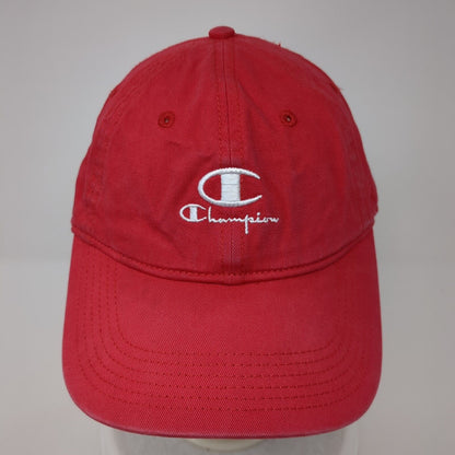 Champion Slideback Hat Red One Size Adjustable Embroidered Vented Holes 6 Panel