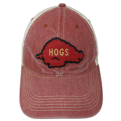 Arkansas Razorbacks NCAA Legacy Trucker Hat Red One Size Mesh Back Snapback Hogs