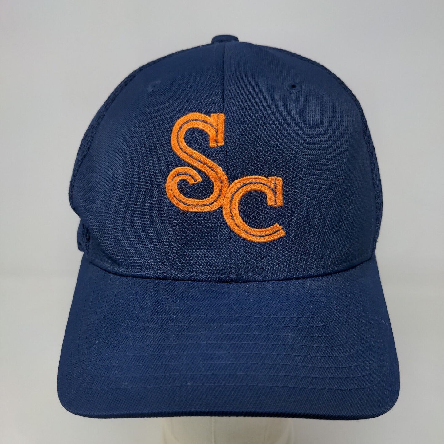 Flexfit Men's Fitted Hat Blue Size L/XL Embroidered SC Logo Nylon Polyester