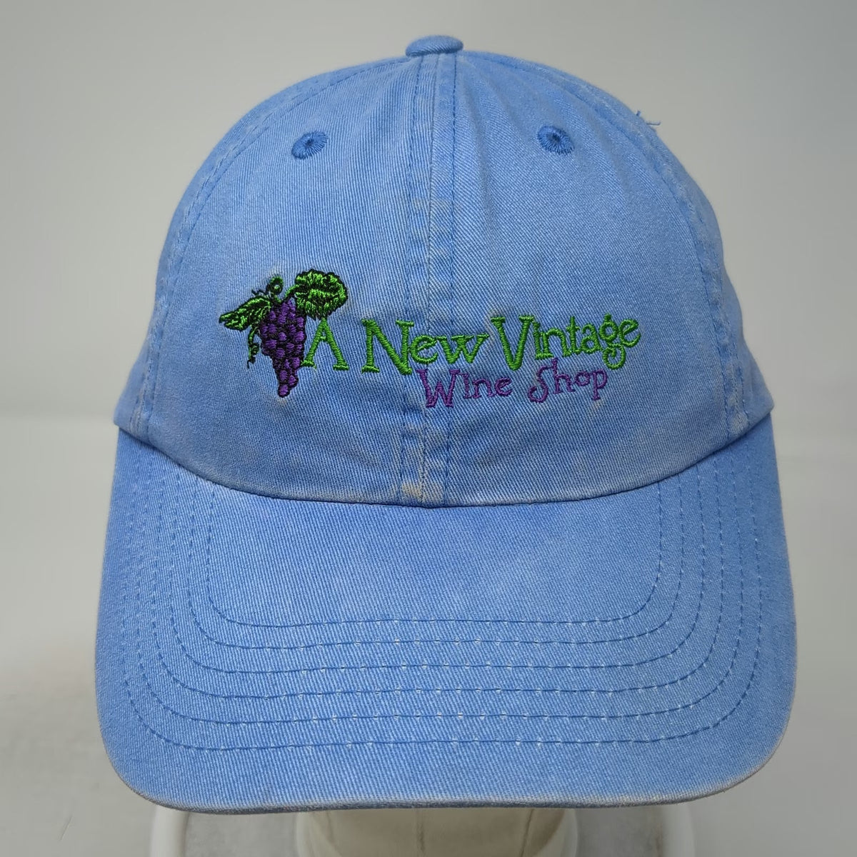 Port Authority Blue Baseball Cap OSFM Wine Shop Grapes Slideback Hat Adjustable