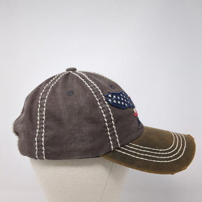 Americana Slideback Hat Brown One Size Adjustable Patriotic Distressed KB ETHOS