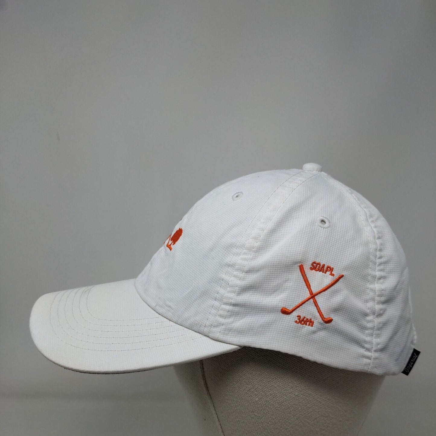 Imperial Strapback Golf Hat White OSFA Embroidered Vent Holes 6 Panel