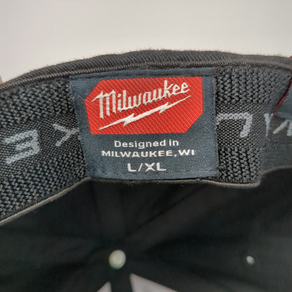 Milwaukee Baseball Cap Black XL Flexfit Stretch Fit Gray Logo Hat Workwear Tool