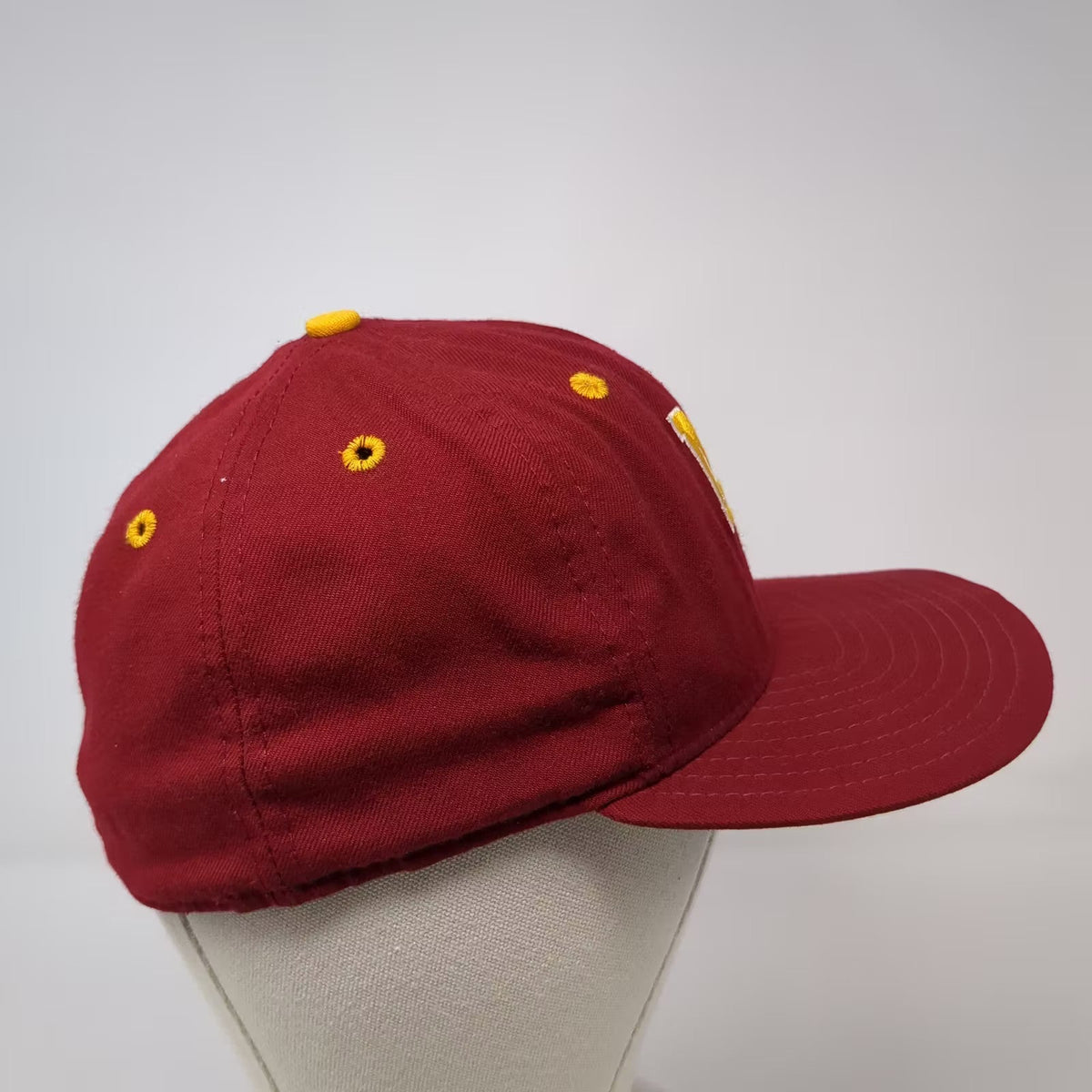 New Era Pro Model MV Fitted Hat Cap Red Yellow Size 7 1/8 Made in USA 6 Panel