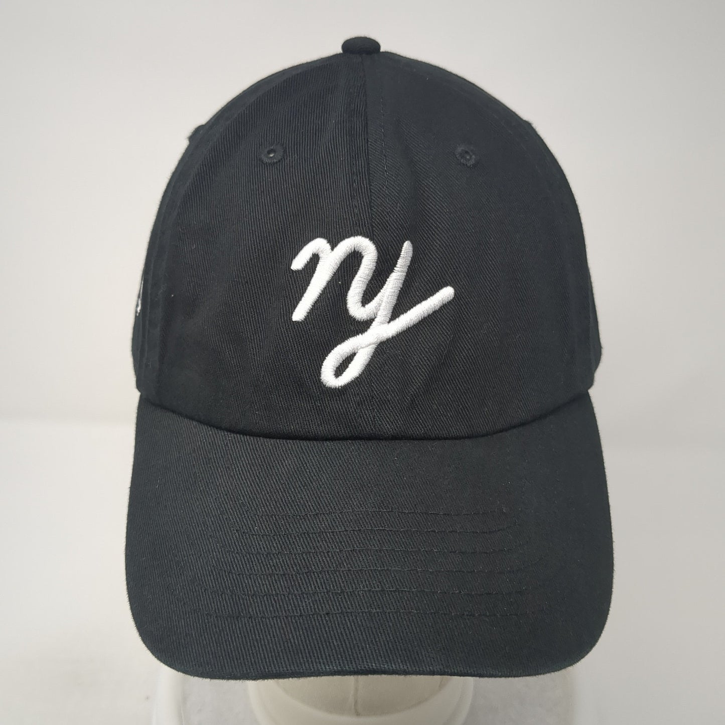 NY Slideback Hat Black One Size Adjustable Embroidered Solid 6 Panel